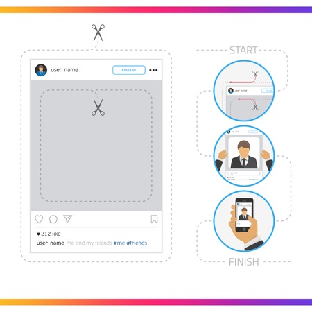 Social network photo frame vector.のイラスト素材