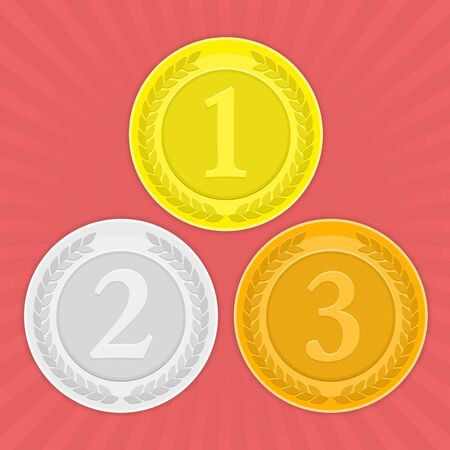 Gold silver and bronze award medals.のイラスト素材