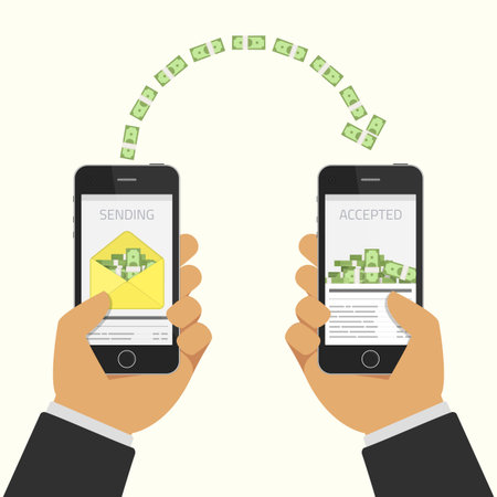 Sending and receiving money.のイラスト素材