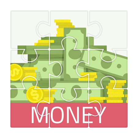 Vector puzzle with money picture.のイラスト素材
