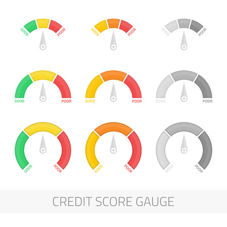 Credit score gauge vector set.のイラスト素材