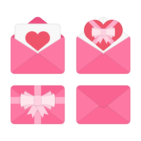 Set of pink valentine romantic envelopes.のイラスト素材