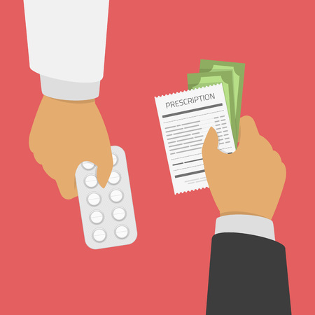 Buying medical pills in blister pack.のイラスト素材