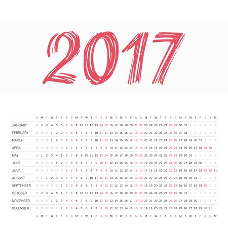 Calendar 2017 horizontal.のイラスト素材