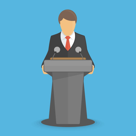 Orator speaking from tribune.のイラスト素材