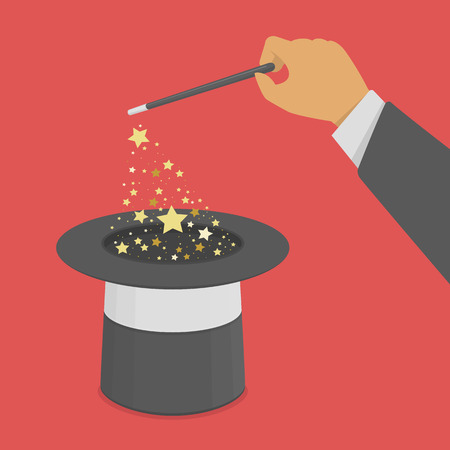 Magic hat wand with sparkles.のイラスト素材