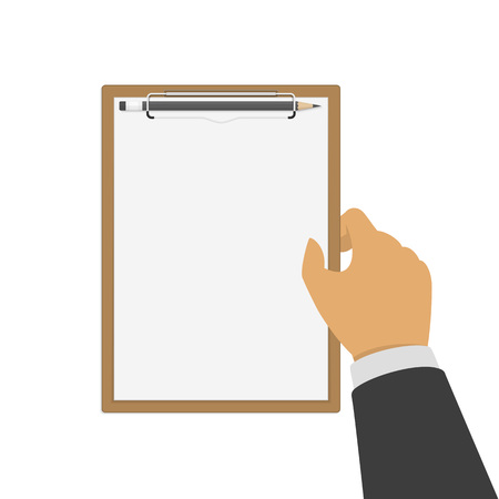 Blanck clipboard in hand.のイラスト素材