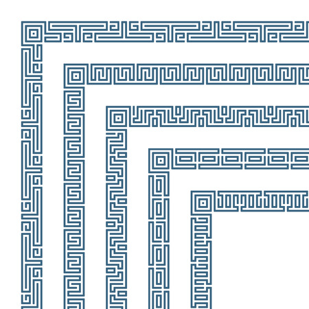 Decorative Border corner frame in Greek style for photo or text. Abstract geometric ornament, isolated on white background. Vintage framework border. Vector illustration. EPS 10.のイラスト素材