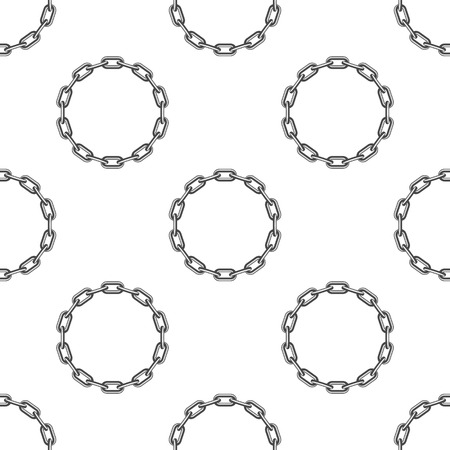Black round chain seamless background. Iron Chain pattern. Chains links texture. Geometric backdrop. Vector illustration. EPS 10.のイラスト素材