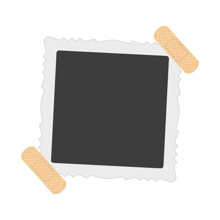 Blank photo frames with shadow effects isolated on white background. Set of vintage photos frame with sticky tape for your picture. Vector illustration in realistic style. EPS 10.のイラスト素材