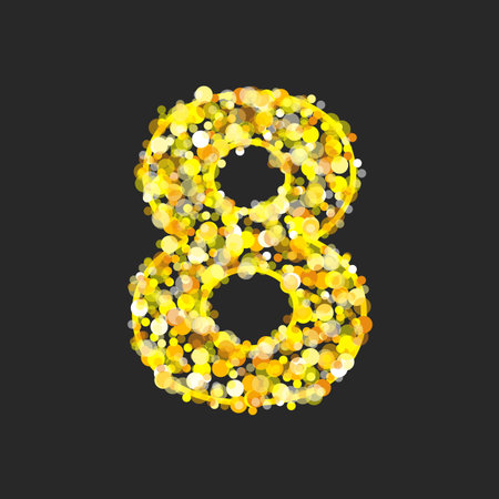 Gold glittering number 8.