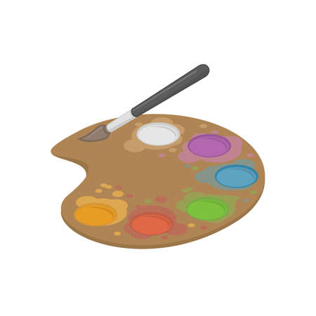 Vector illustration paintbrush and palette, isolated on a white background.のイラスト素材