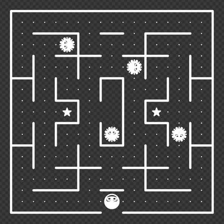 Game concept with ghosts. Modern arcade video game interface and design elements. Game world. Computer or mobile game with control buttons.のイラスト素材