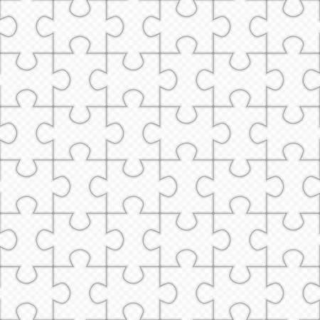 Jigsaw puzzle seamless pattern. Black contours on white. Simple Puzzle vector background.のイラスト素材