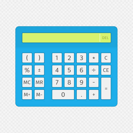 Calculator icon set in flat style. Electronic calculator isolated on white background. Flat design vector business counting device mock up for application interface and web design.のイラスト素材