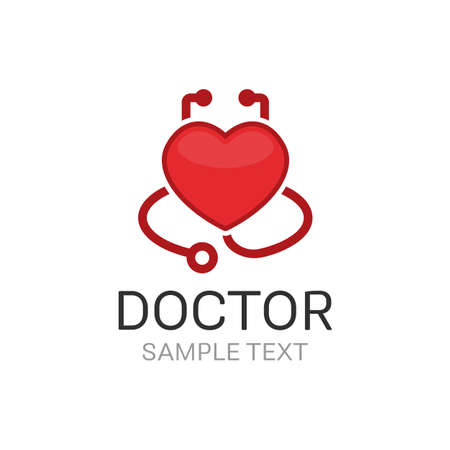 Doctor template. Stethoscope with heart sign. Medical emblem. Vector illustrationのイラスト素材