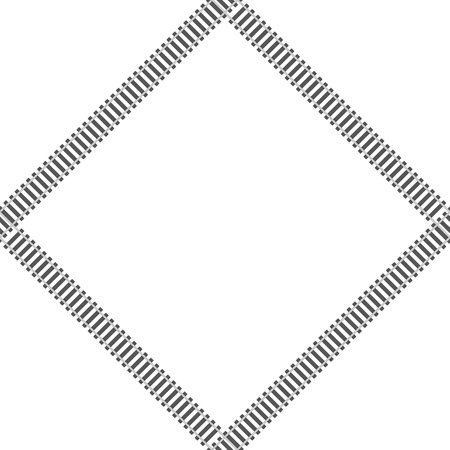 Train track or railroad isolated on white background. Rails set, railway construction elements seamless pattern. Top view. Rail patterns, railroad path texture. Vector illustration EPS 10.のイラスト素材