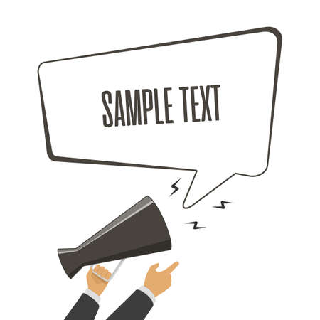 Megaphone and speech bubbles in flat style. Loudspeaker. Banner for business, promotion and advertising. Vector illustration EPS 10.のイラスト素材