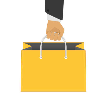 Shopping bags in hand. Discount, shopping concept. Vector illustration EPS 10.のイラスト素材