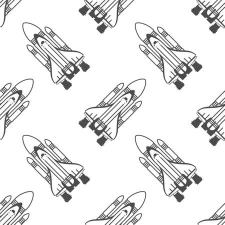 Seamless background on the theme of space. Space rocket simply texture.Travel, space exploration concept. Template for clothing, fabrics or desktop wallpaper. Vector illustration EPS 10.のイラスト素材