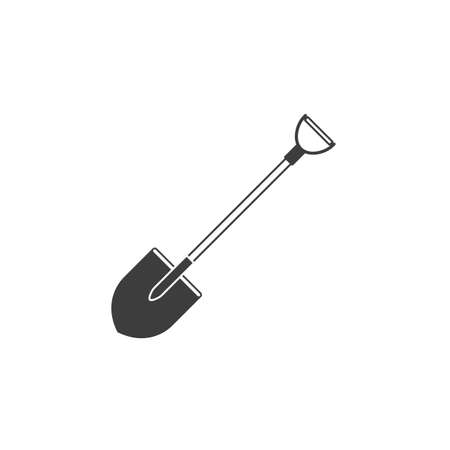 Shovel icon isolated on white background. Flat design style. Gardening, Industrial or Construction equipment concept. Vector illustration.のイラスト素材