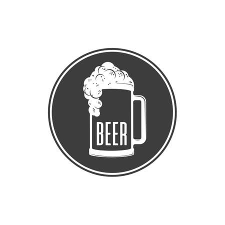 Lager beer icon. Glass with Beer or Ale isolated on white background. Alcoholic beverage festival concept. Glass of booze in flat style. Vector illustration.のイラスト素材
