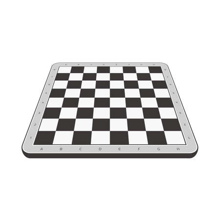 Isometric Wooden chess board with numbers and letters. Checkered black chessboard in flat style. Vector illustration.のイラスト素材