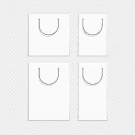 Empty white shopping bags template for advertising and branding. Mockup Paper Package different sizes. Mock Up Template Ready For Your Design. Product Packing Vectorのイラスト素材