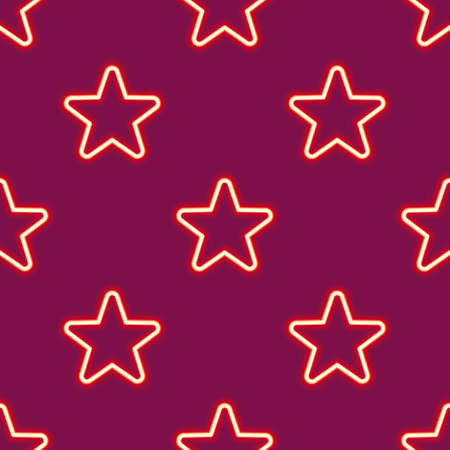 Glowing stars seamless pattern. Neon Star background. Stylish graphic texture. Vector illustrationのイラスト素材
