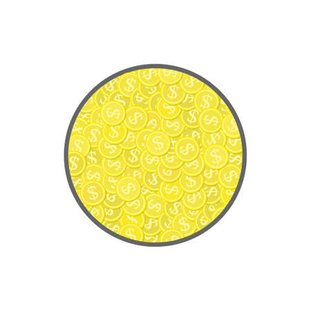 Dollar coins icon in flat style. Big pile of cash money isolated on white background. Investment, financial or business concept. Vector illustrationのイラスト素材