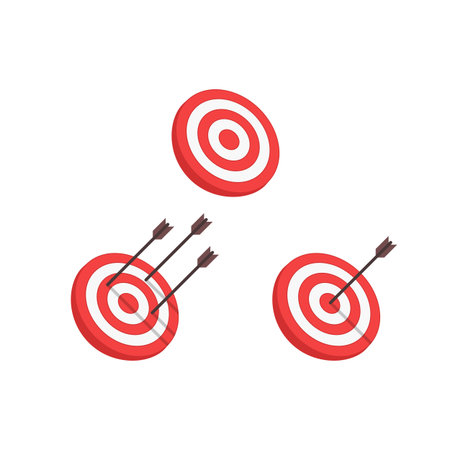 Target icons set. Arrow hitting target. Modern business concept. Vector Icon collection in flat...