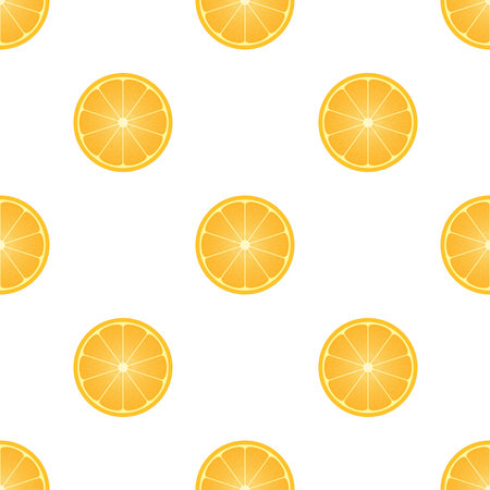 Citrus slices seamless pattern. Fresh orange background, summer concept. Colorful vector wallpaper....