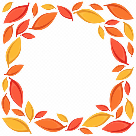 Autumn leaves wreath in flat style, colored leaves isolated set, autumn elements, banner. Red, orange, brown and yellow falling autumns leaves. Vector illustration EPS 10.のイラスト素材