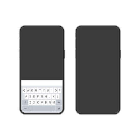 Smartphone with keyboard. Phone message template. Messaging service. Modern smartphone icon. Concept for web banners, web sites or infographics.のイラスト素材