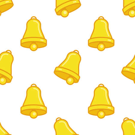 Bells seamless background. Ringing bell sign in flat style. Notification concept. Christmas golden ringing. Illustration EPS 10.のイラスト素材