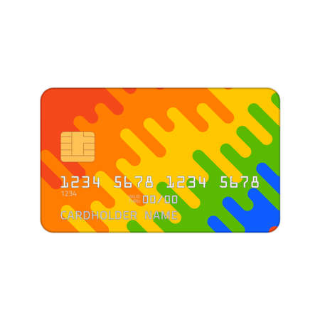 Credit Card realistic mockup. Colored plastic card template on white background. Business and finance concept.のイラスト素材