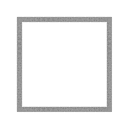 Decorative square frame in Greek style for photo or text. Abstract geometric ornament, isolated on white background. Vintage framework border. Vector illustration. EPS 10.のイラスト素材