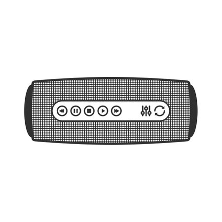 Illustration of portable wireless speaker isolated on white background. Portable and stereo sound. Connect with Smartphone to Play the Music. Vector EPS 10.のイラスト素材