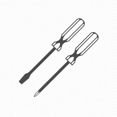 Slotted and crosshead screwdriver flat icon. Handyman tool for home repair or equipment tool work. Vector illustration EPS 10.のイラスト素材
