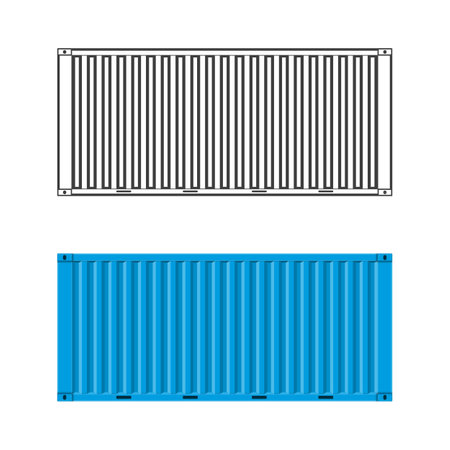 Cargo container for shipping in flat style. Transportation Container isolated on white background. Freight Shipping concept. Vector illustration EPS 10.のイラスト素材