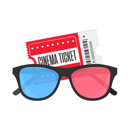 3d glasses and cinema ticket. Vector EPS 10.のイラスト素材