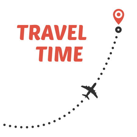 Airplane line path isolated on white background. Plane and its track in simple flat style. Vector illustration of air plane flight route with start point and dash line trace. Travel concept. EPS 10.のイラスト素材