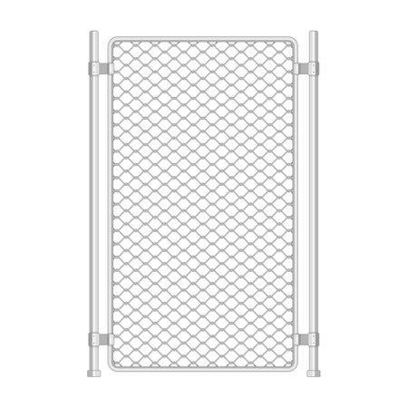 Chain link fence. Fences made of metal wire mesh on white background. Wired Fence pattern in realistic style. Mesh-netting. Vector illustration EPS 10.のイラスト素材