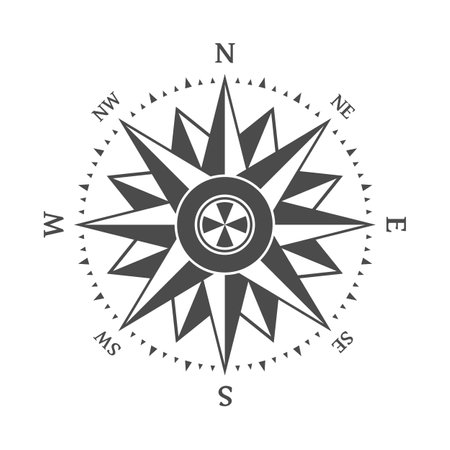 Wind rose icon. Compass sign isolated on white background. Marine or Nautical compass. Vector eps 10.のイラスト素材