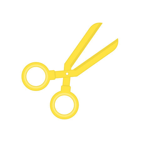 Golden scissors icon in flat style. Vector EPS 10.のイラスト素材