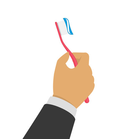 Hand with toothbrush. Teeth care concept.のイラスト素材