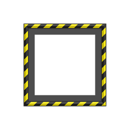 Black and yellow striped warning frame for your message or image.のイラスト素材