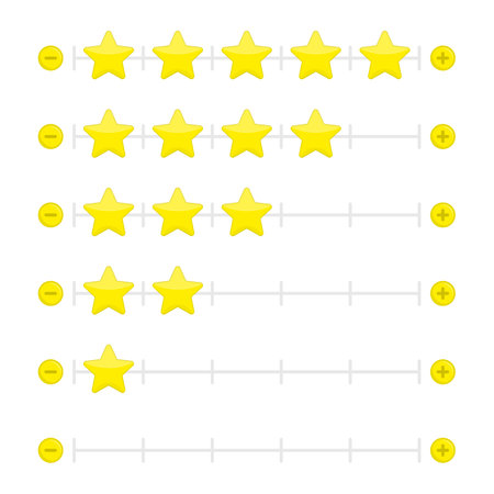 Golden star rating bar. Consumer rating, feedback flat icon.のイラスト素材