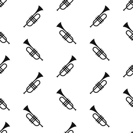 Brass trumpet seamless background. Trumpet silhouette texture.のイラスト素材