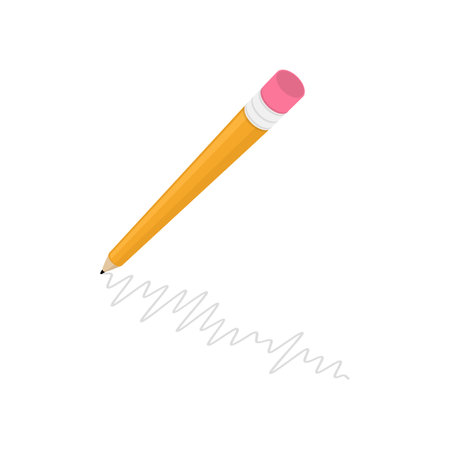 Pencil icon in flat design. Writing with a pencil, line pattern.のイラスト素材